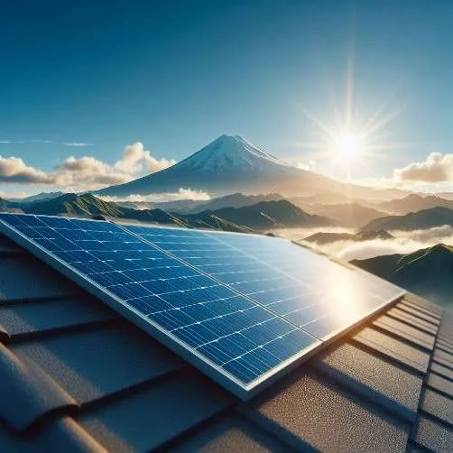 AI generated solar panels on a house with a mountain in the background